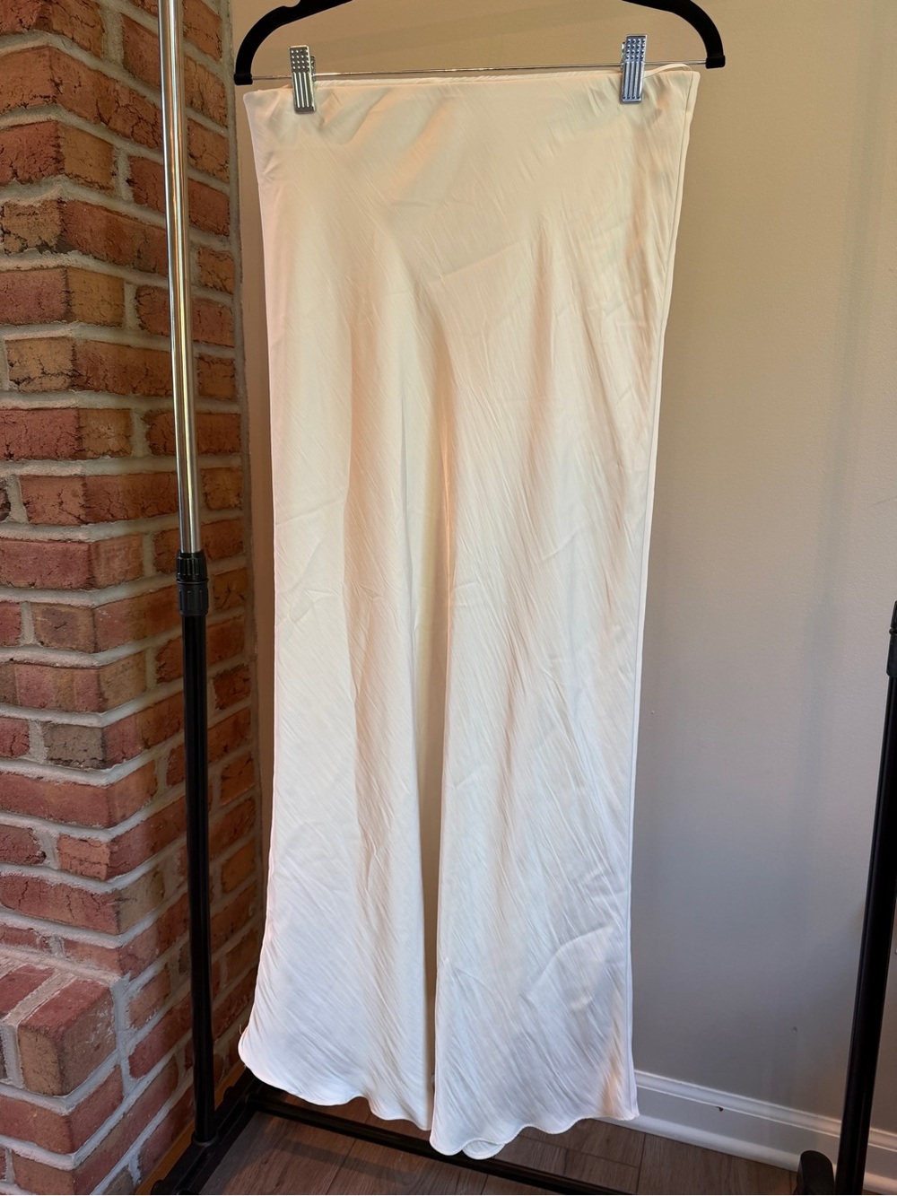 Z Supply Luxe Satin Cream Bias-Cut Maxi Skirt